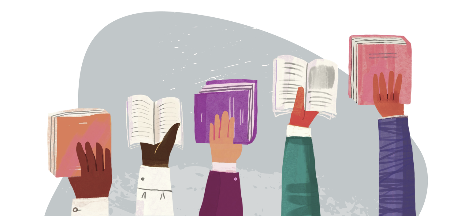 hands holding books